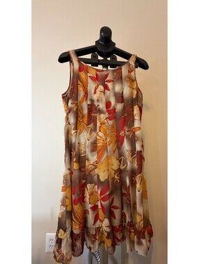 Harve Bernard Signature Women's Sundress Dress Sleeveless Floral Size 8 Orange